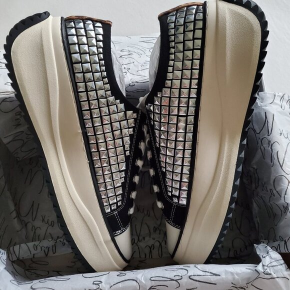 Wild Pair NWT Rocker Studded Thick Sole Sneakers Leopard In Black Canvas 9.5 - Picture 12 of 16